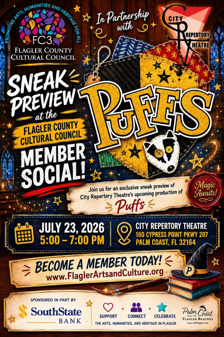 Members Social, July 23, 5 pm - 7 pm, City Repertory Theatre, Palm Coast.